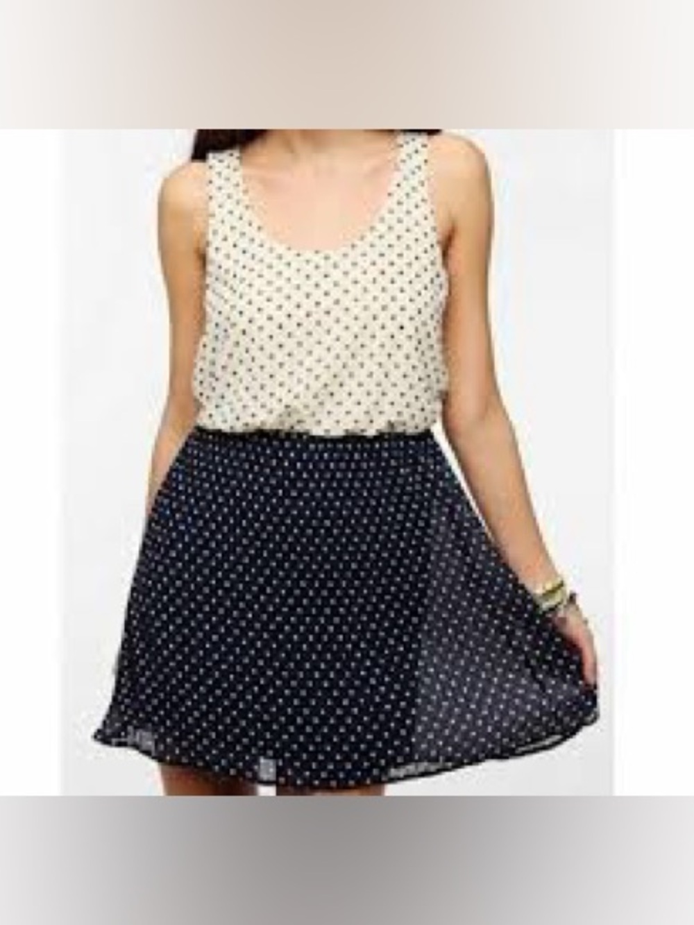 Pins & Needles Navy and Cream Polka Dot Mini Dress